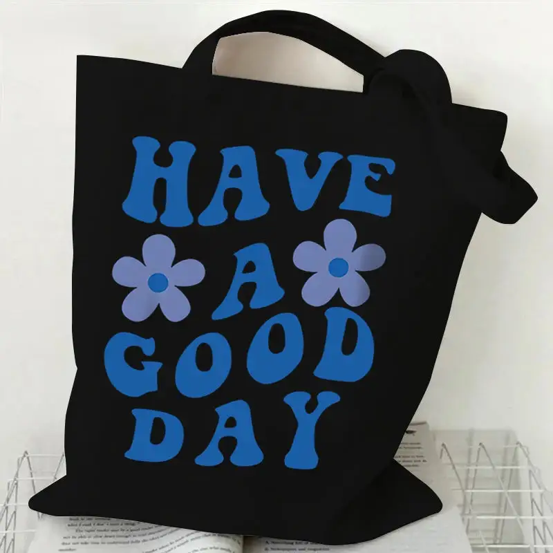 Groovy Retro Graphic Canvas Tote Bag
