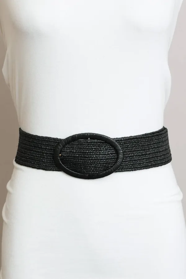 Raffia Oval Buckle Belt
