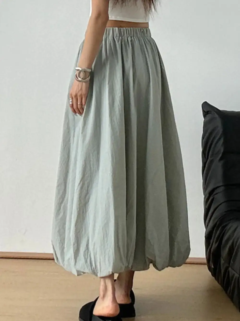 Elastic Waist Maxi Skirt