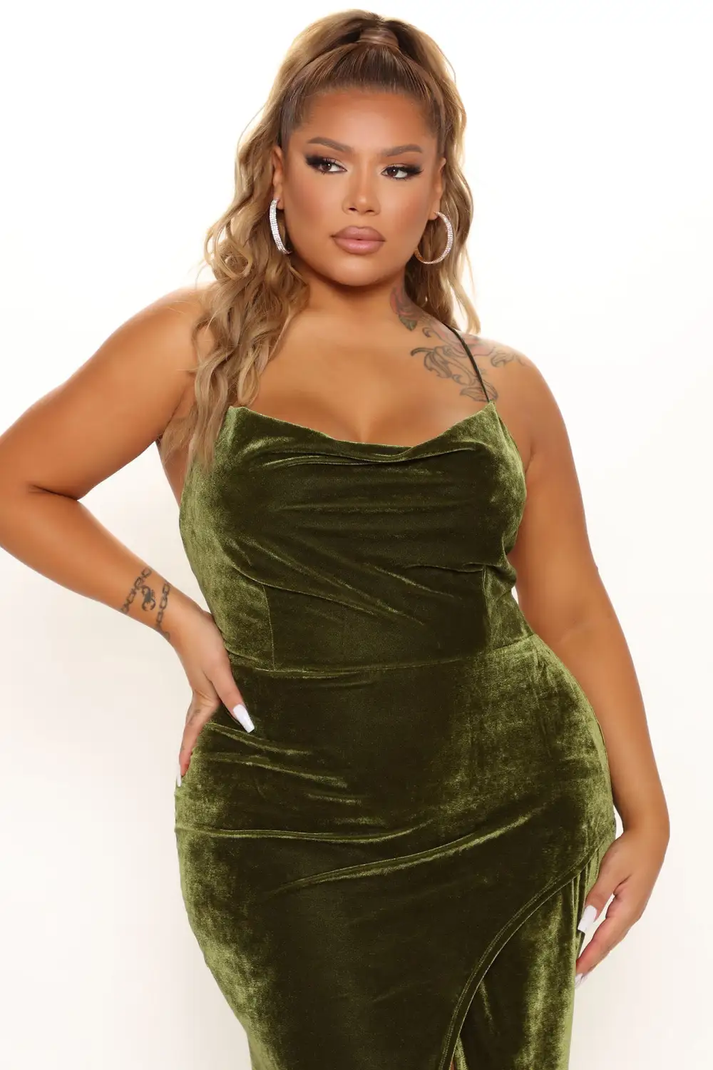 Love You Mean It Velvet Maxi Dress - Olive