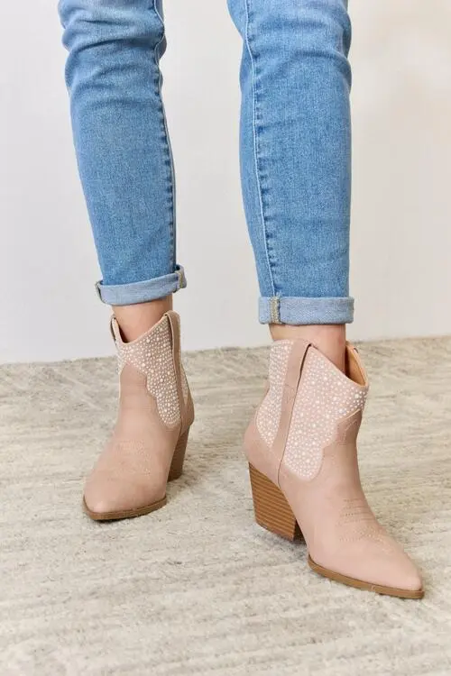 Straw Rhinestone Boots