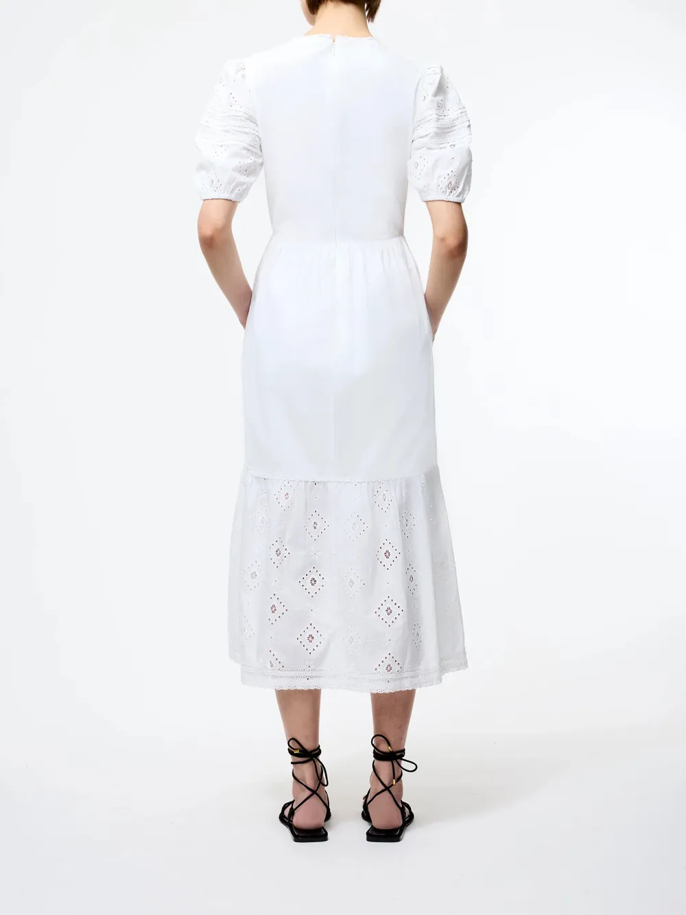 Modern Fashion V-Neck White Art Hollow Dress