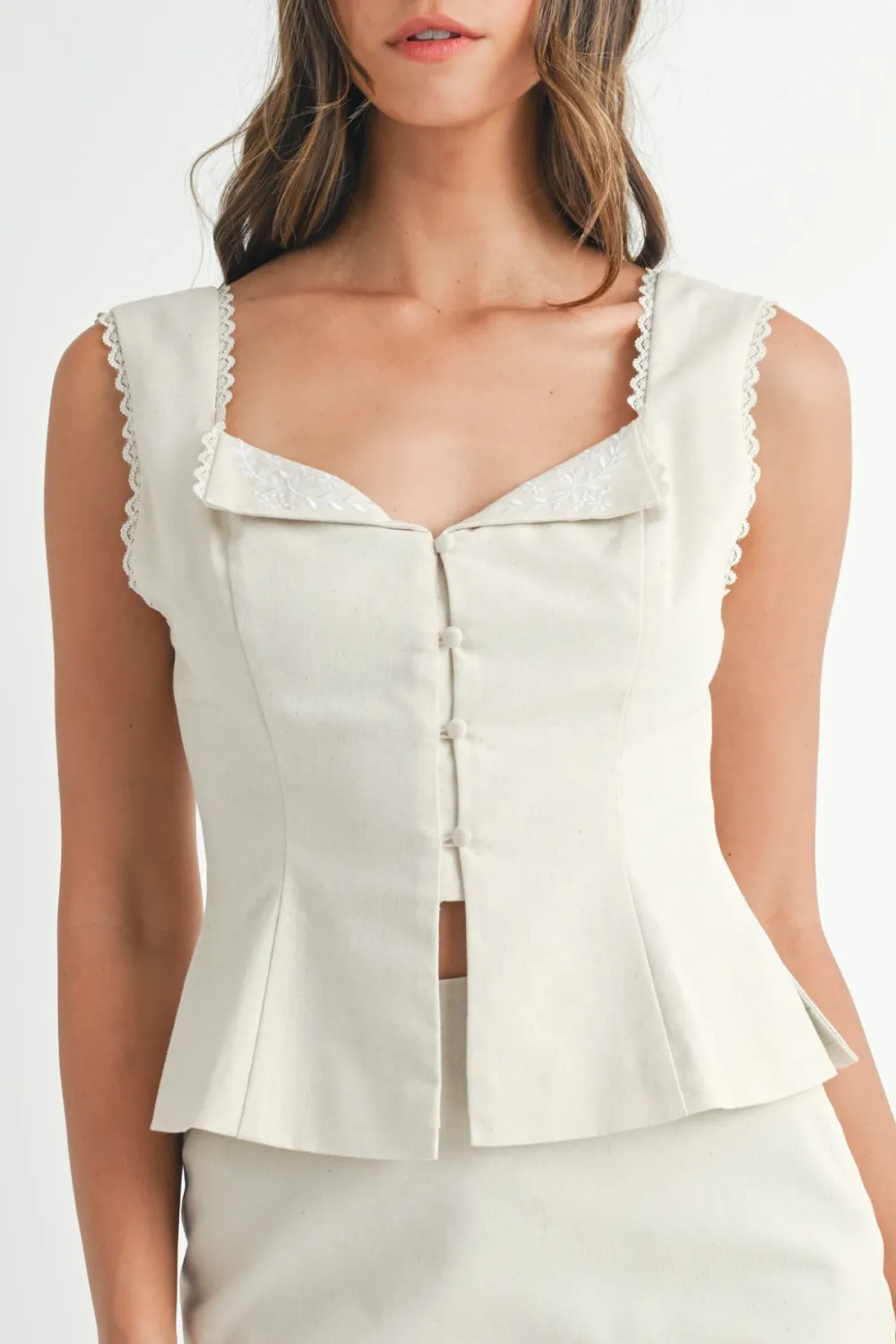 Button Collar Lace Shirt