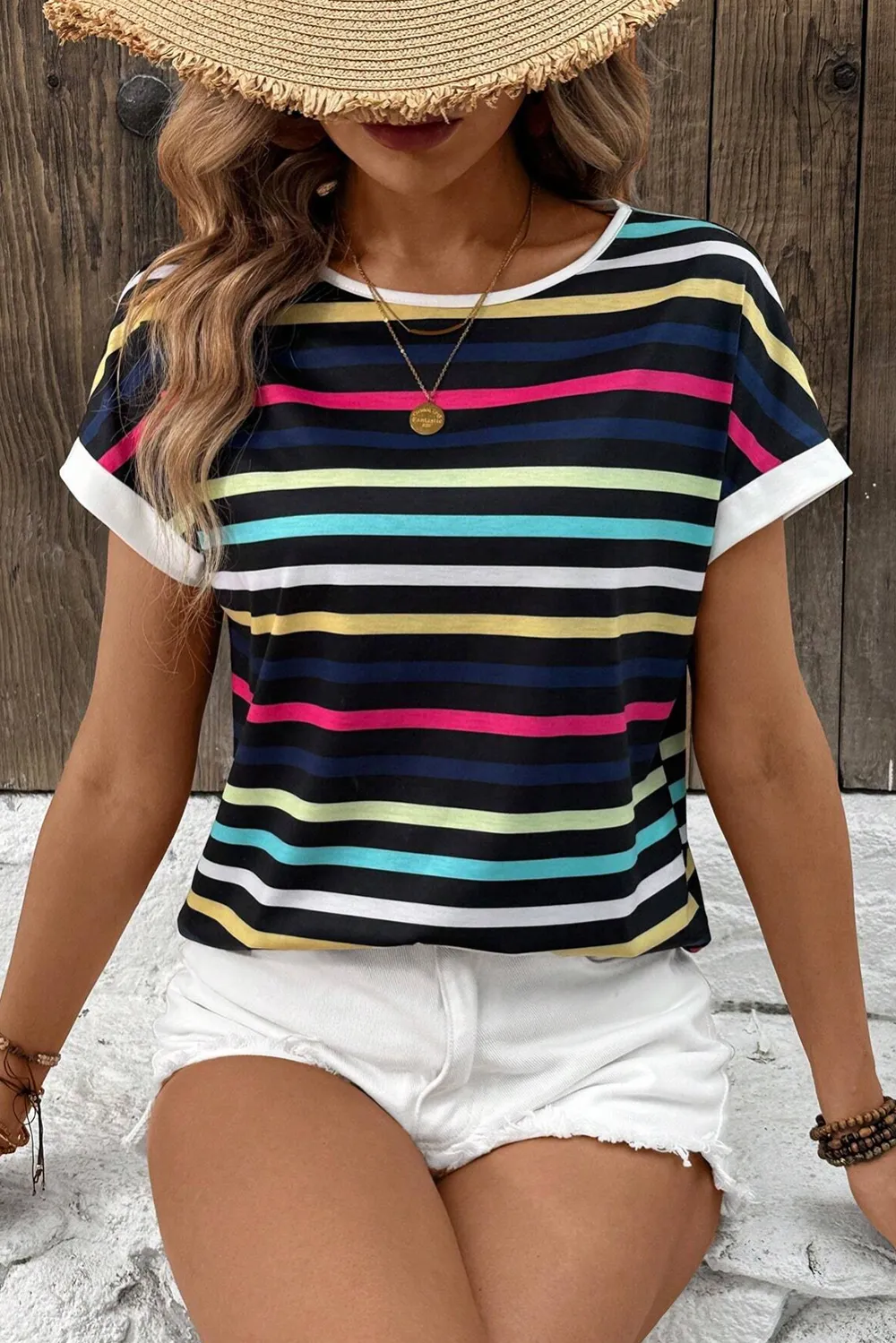 Contrast Edge Crew Neck Tee