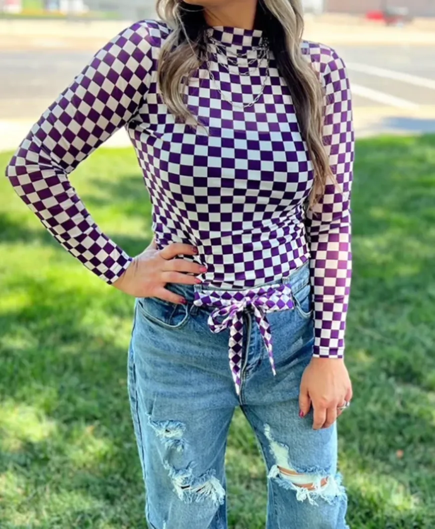 Modern Checkered Mesh Top