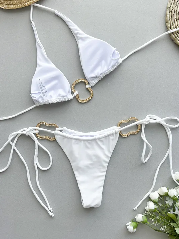 Deep V Clean Bikini Top Swim Set