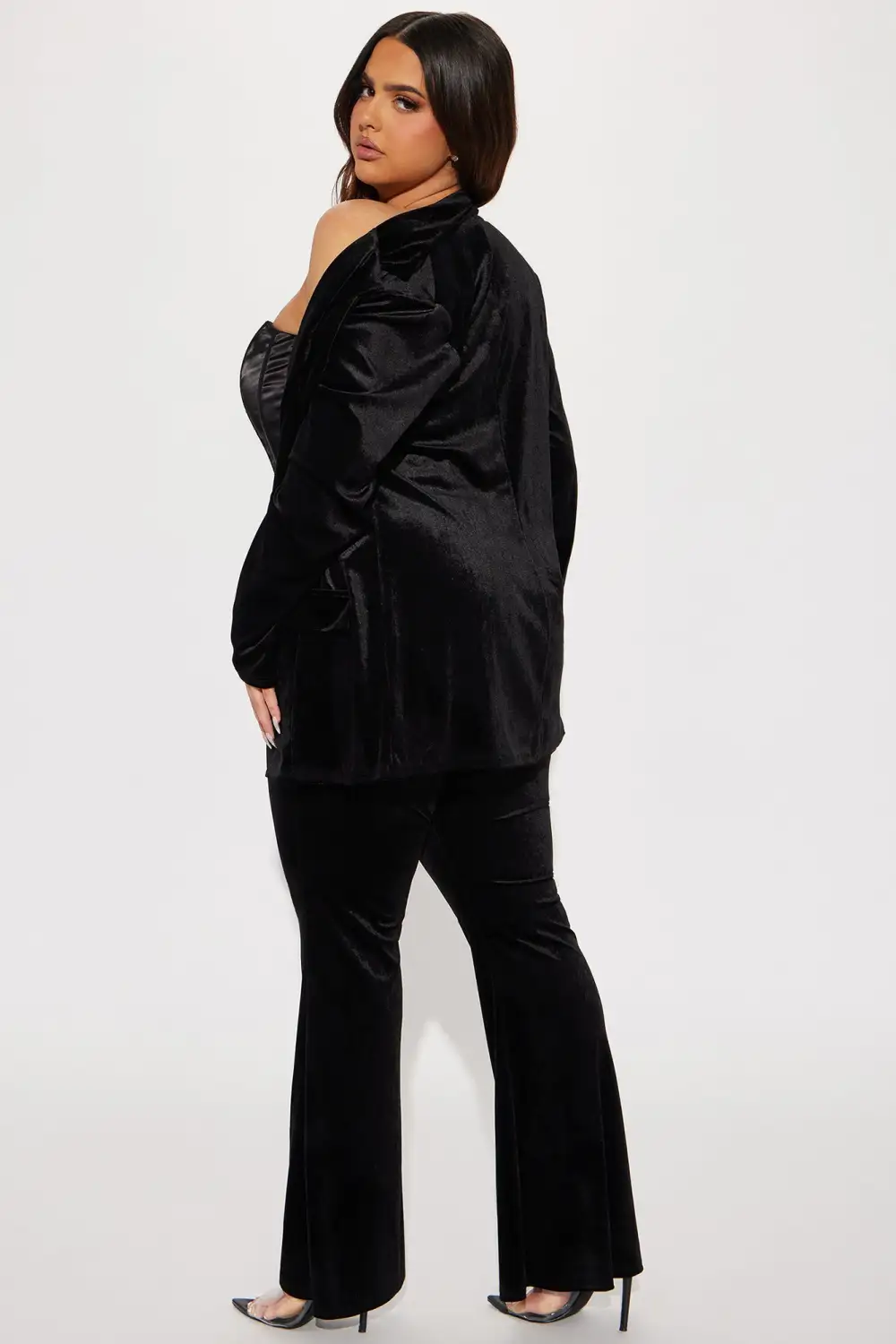Starla Velvet Blazer Pant Set - Black