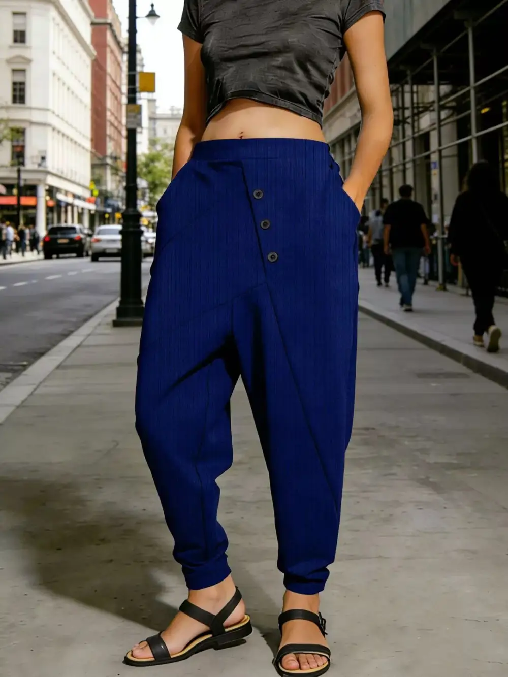 Everyday Casual Elastic Waist Harem Pants