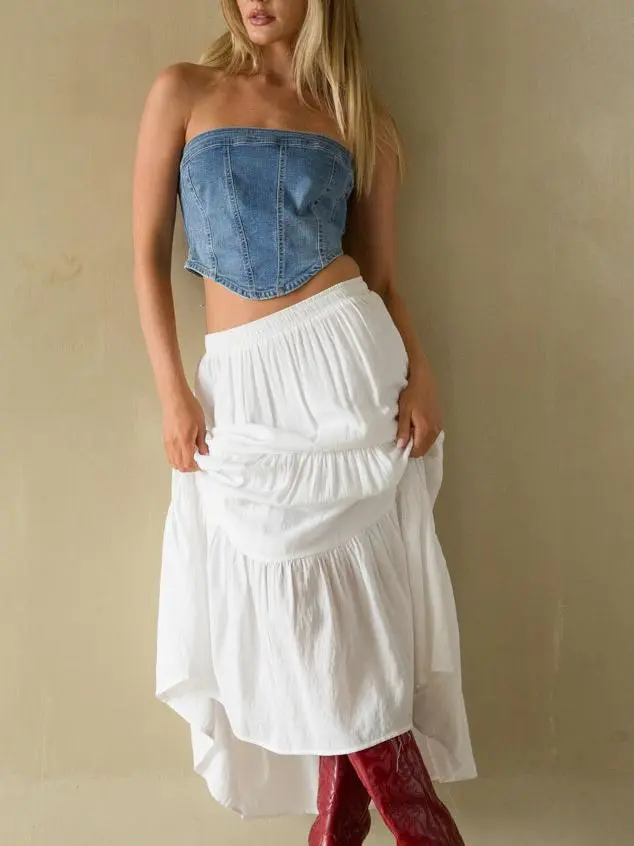 Strapless Denim Corset Top