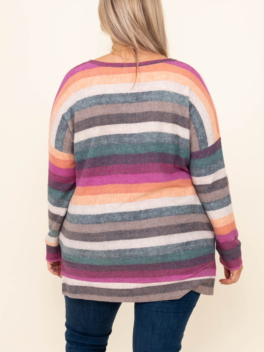 V-neck Rainbow Stripe T-shirt