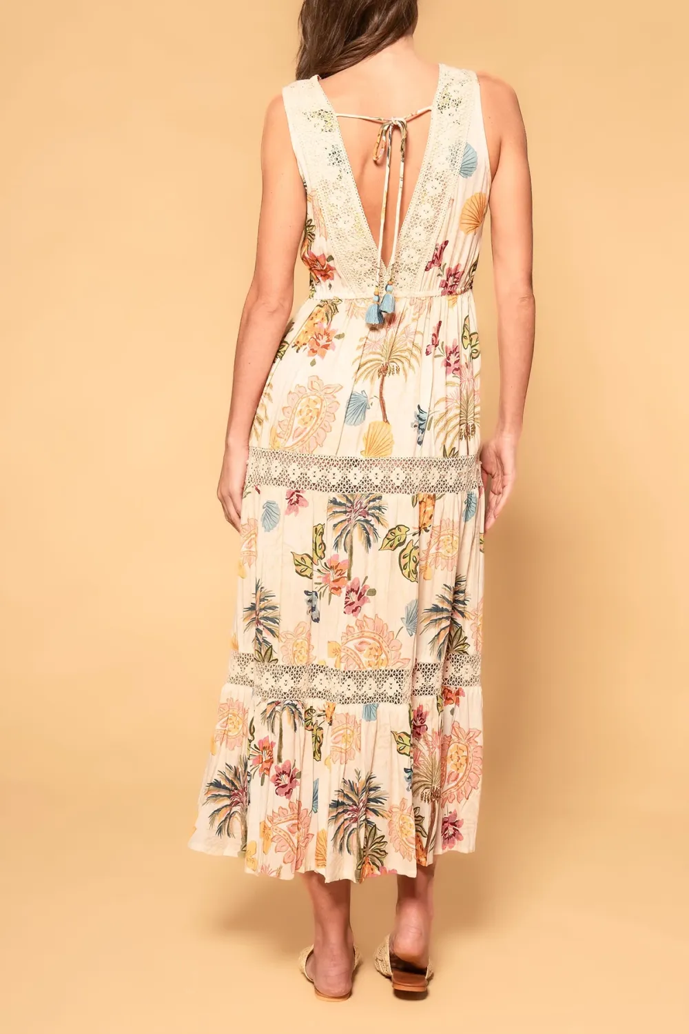 Multicolor Tropical Print Sleeveless Maxi Dress