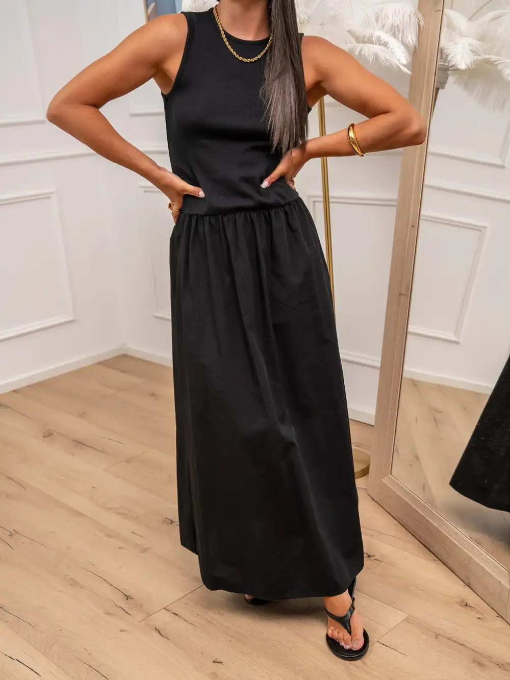 Lattice Flowing Midi Cotton Skirt