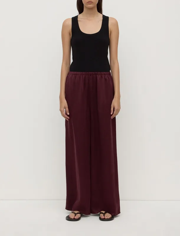 Merlot Silk Wide-Leg Pant