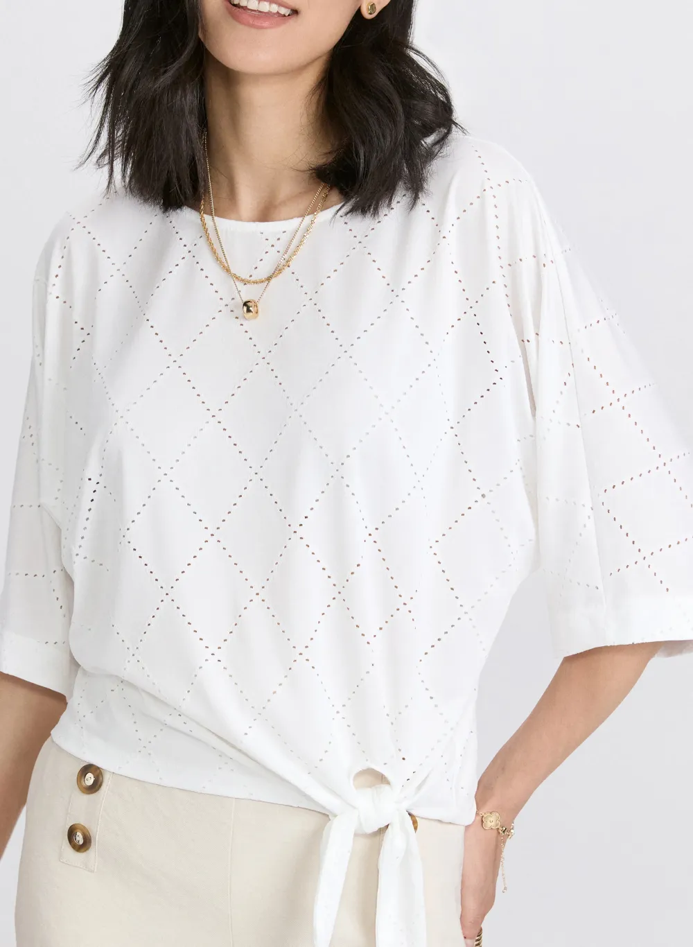 Ivory Ribbed Casual Top