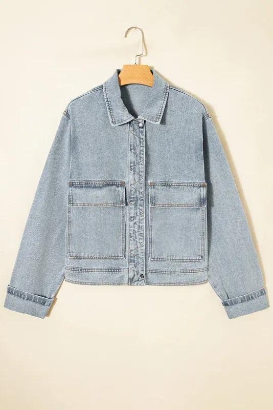 Washed Zip Up Denim Jacket