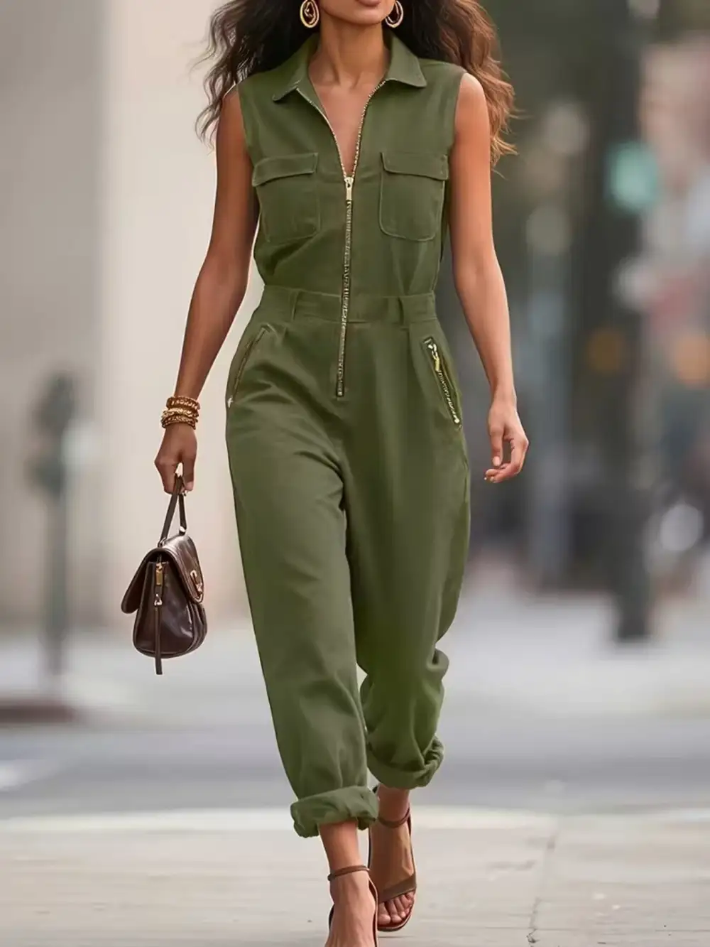 Sleeveless Zip Jumpsuit