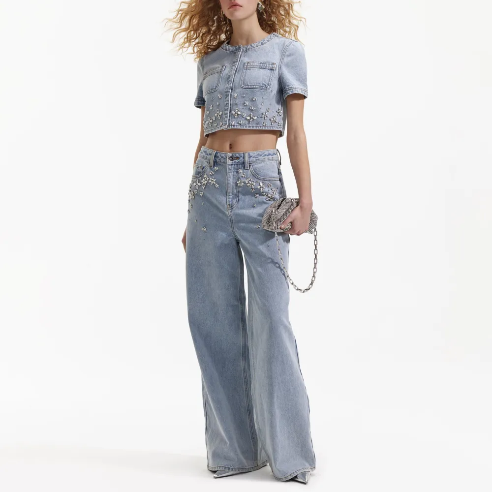 Blue Embellished Jeans