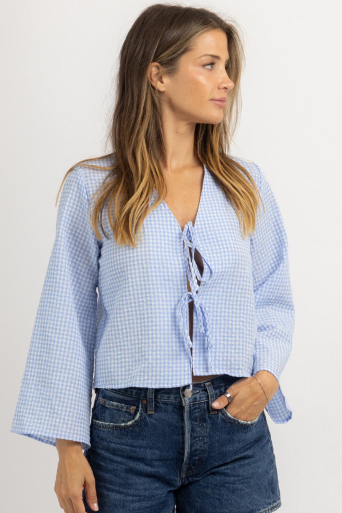 JULIAN BLUE PLAID TOP