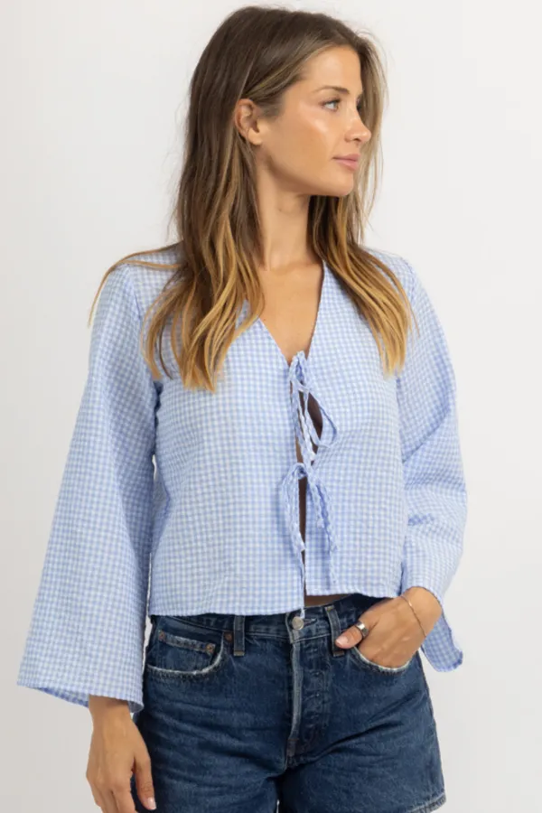 JULIAN BLUE PLAID TOP