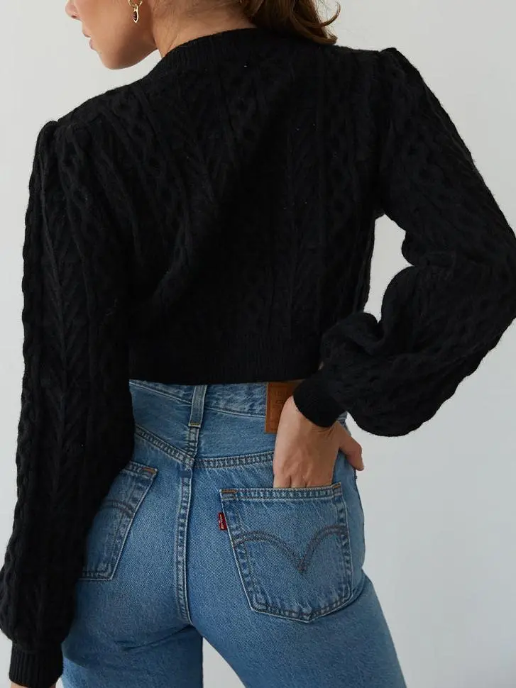 Cable Knit Bow Cardigan