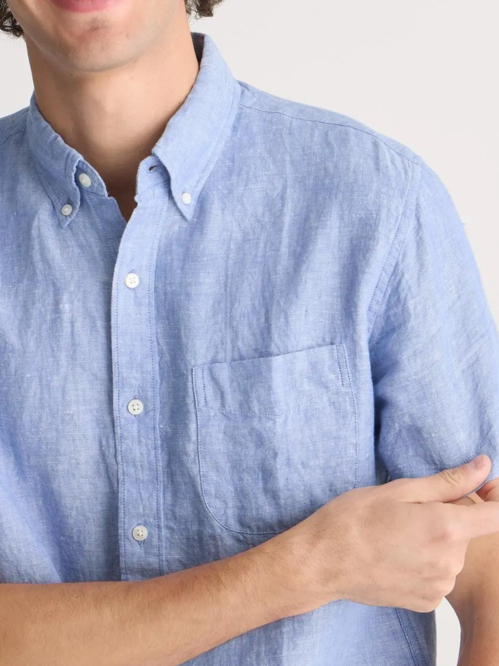 Sky Blue Short Sleeve Linen Shirt