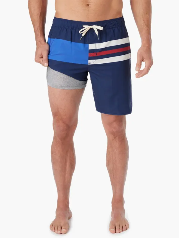 Men's color block striped beach shorts