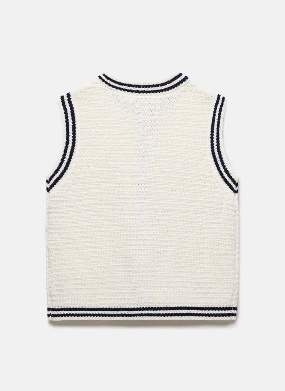 Casual Style White Contrast Knit Waistcoat