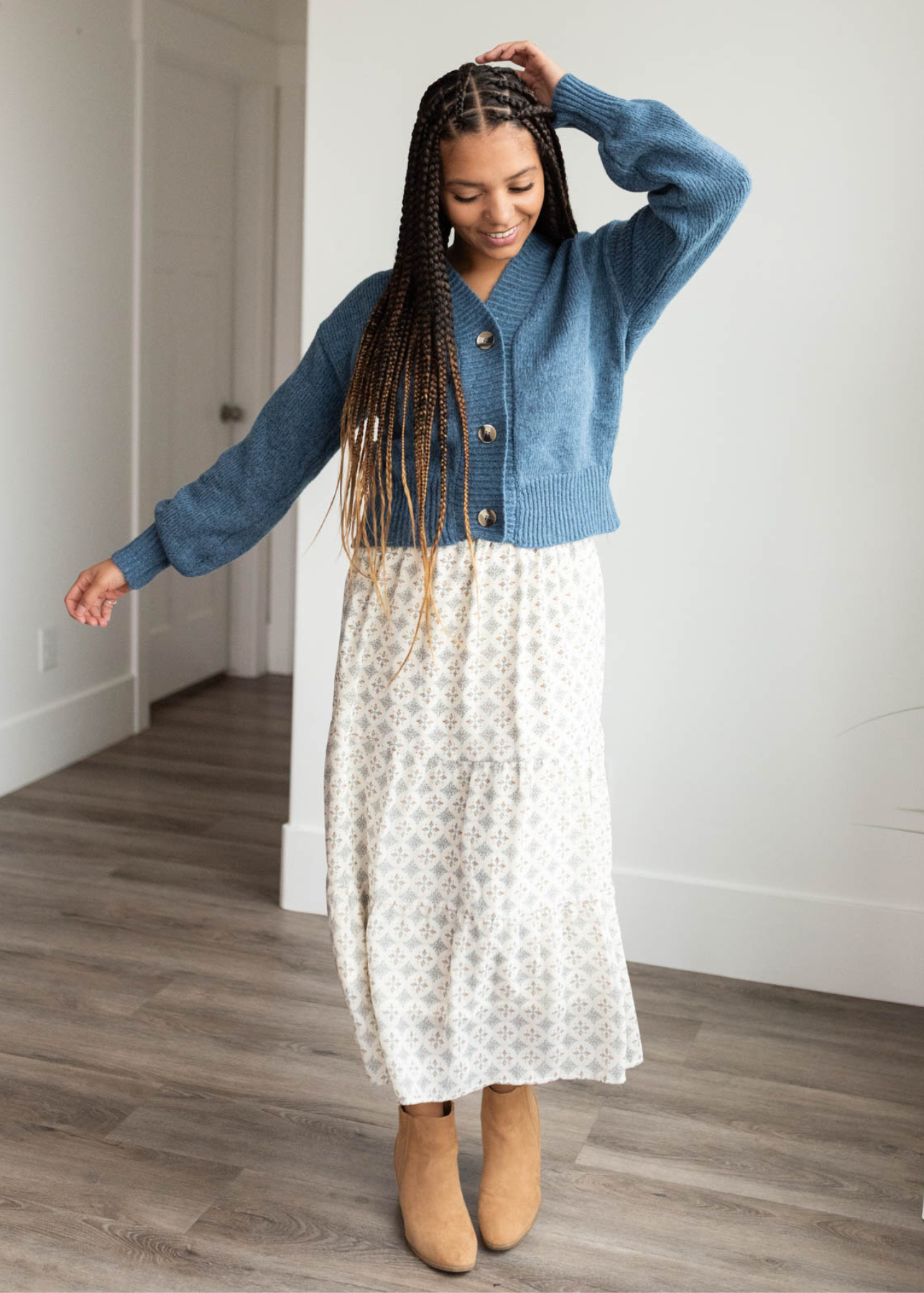 Lissie Dusty Blue Button Down Cardigan