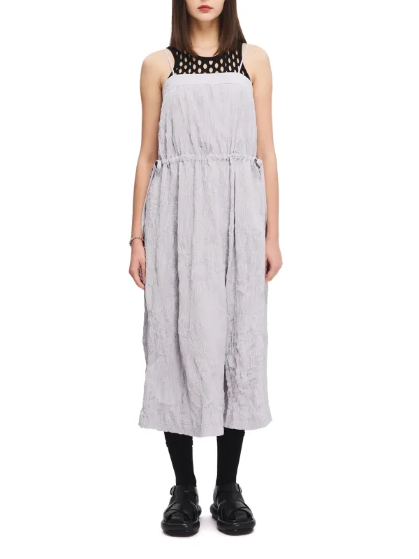 Mesh Insert Backless Midi Dress