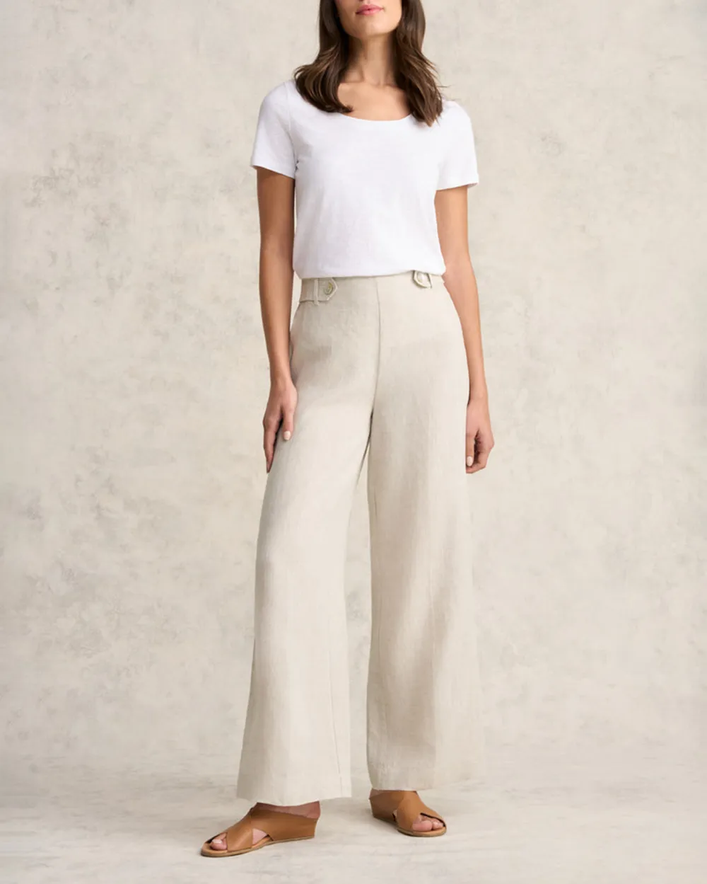 Full Length Waist Tab Linen Pant