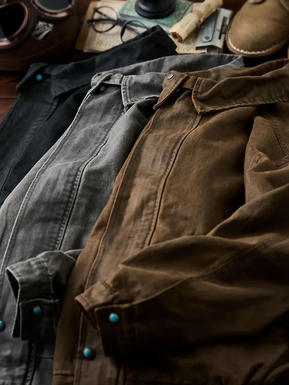 Men's Suede Texture Button Front Work Jacket
