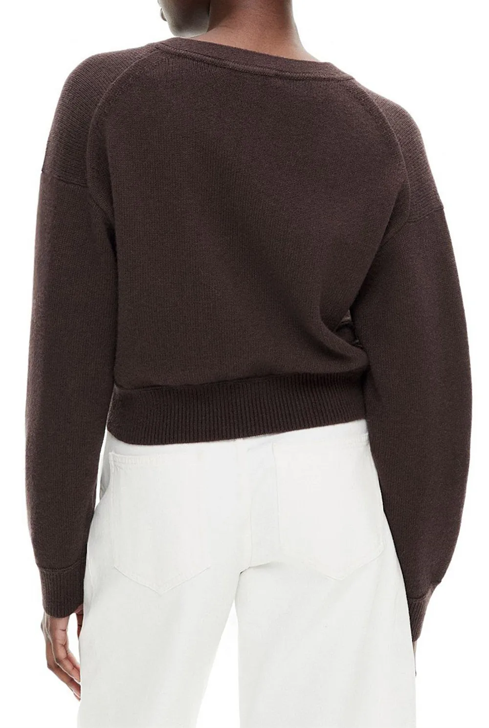 Simple V-Neck Button-Up Knitted Sweater