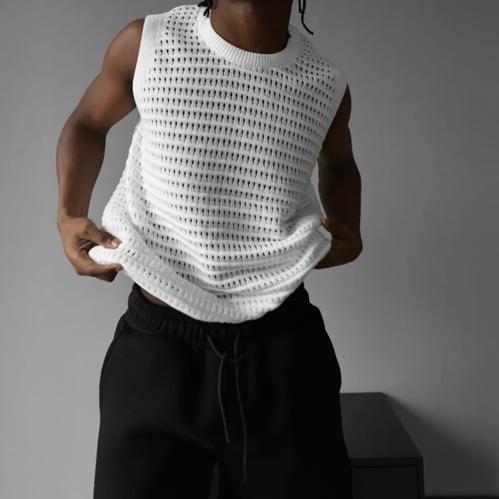 Easygoing Relaxed Grid Texture Tank Top