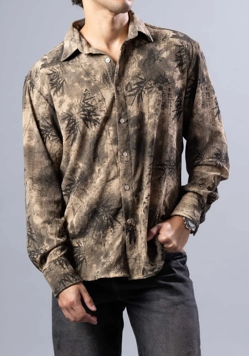 Abstract Collared Dress Shirt