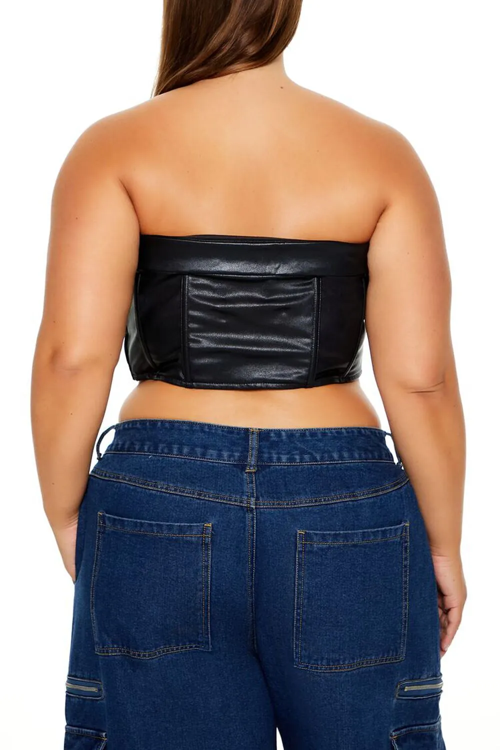 Plus Size Faux Leather Tube Top