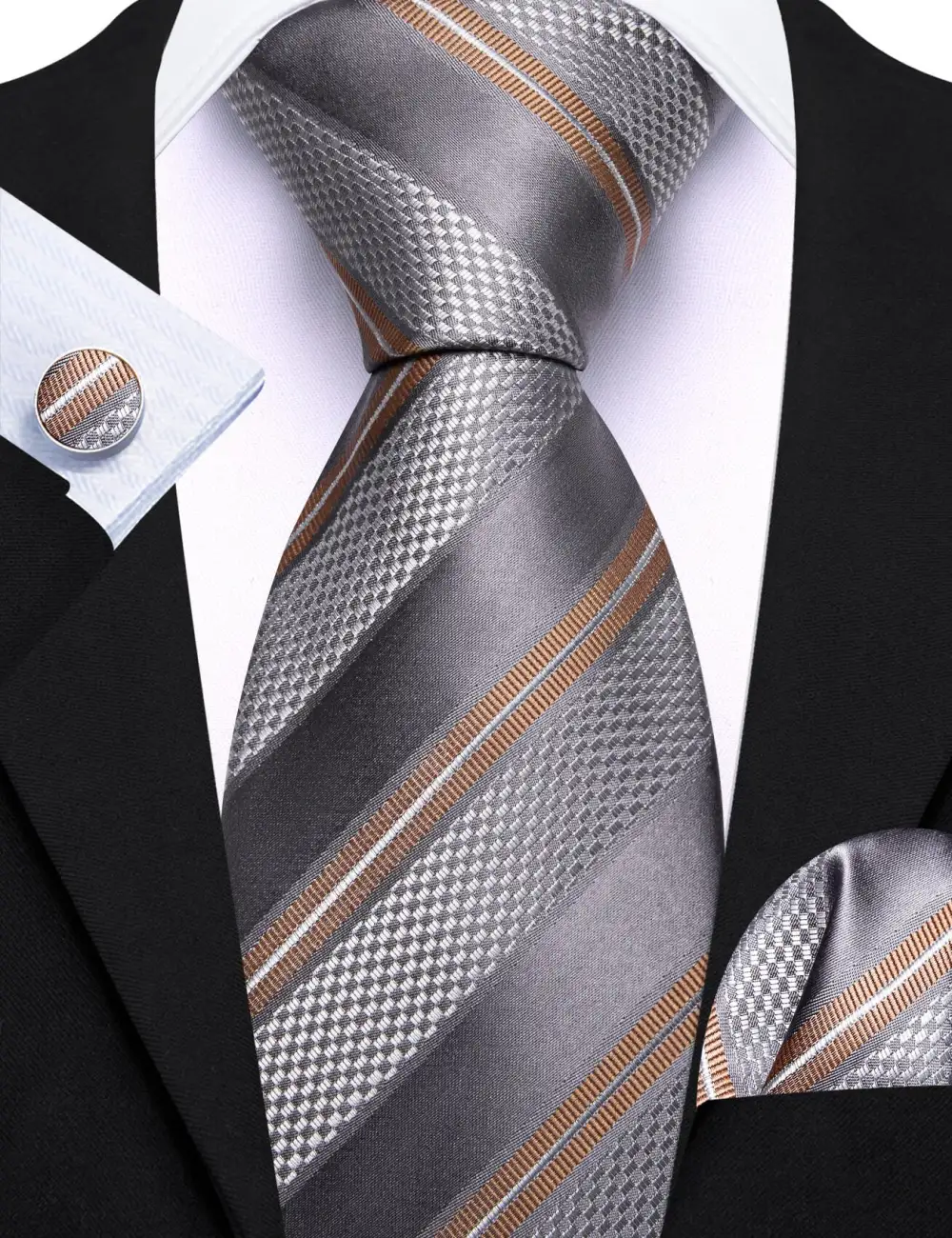 Tailored Striped Silk Necktie Set