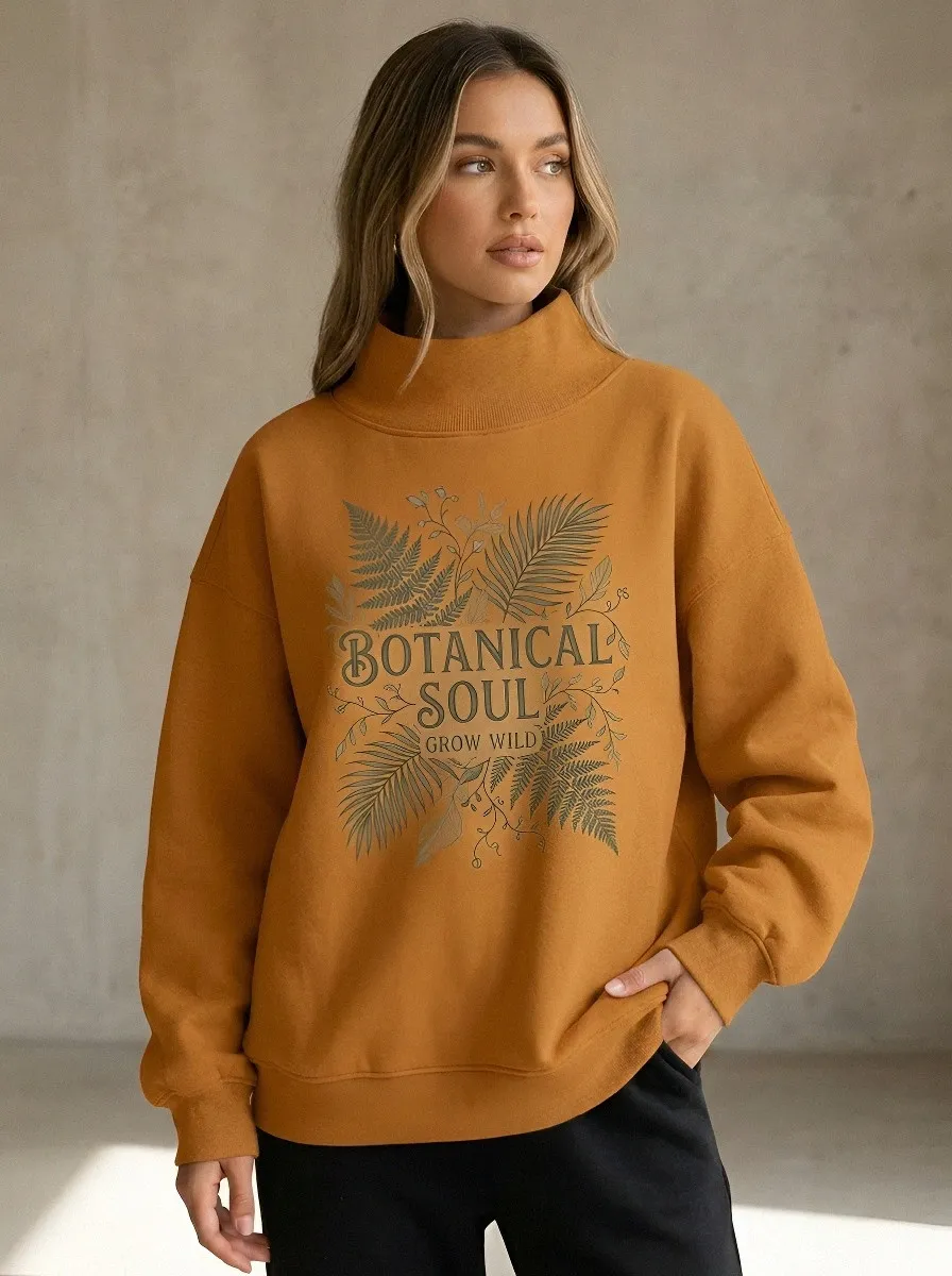 Botanical Soul Fern Leaf Casual Hoodie Sweatshirt