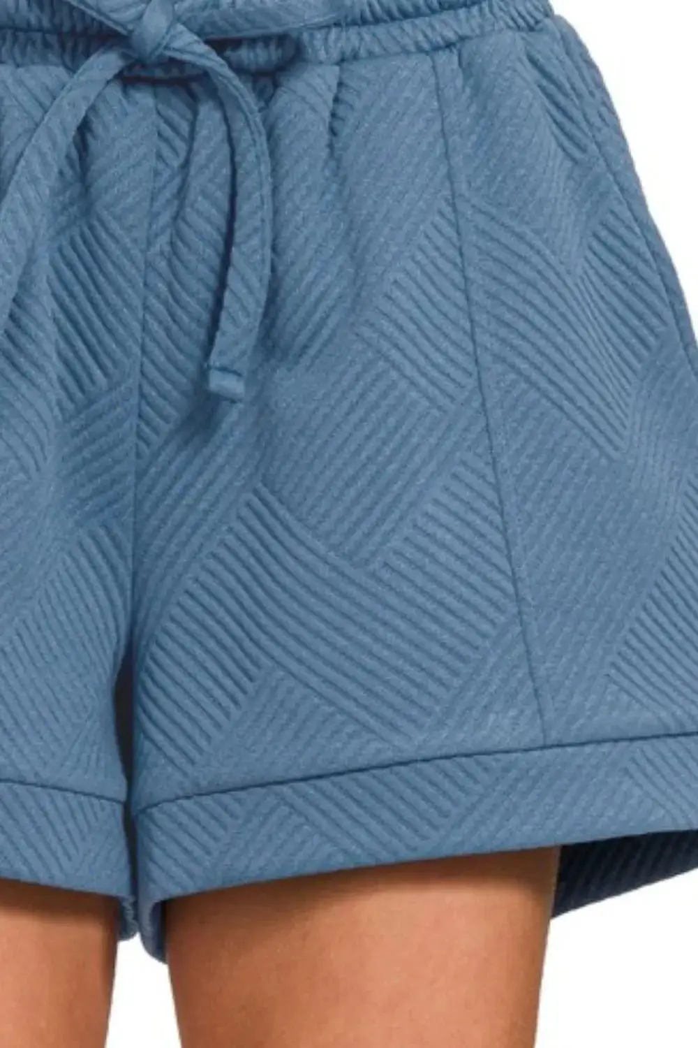 Textured Knit Jacquard Drawstring Shorts