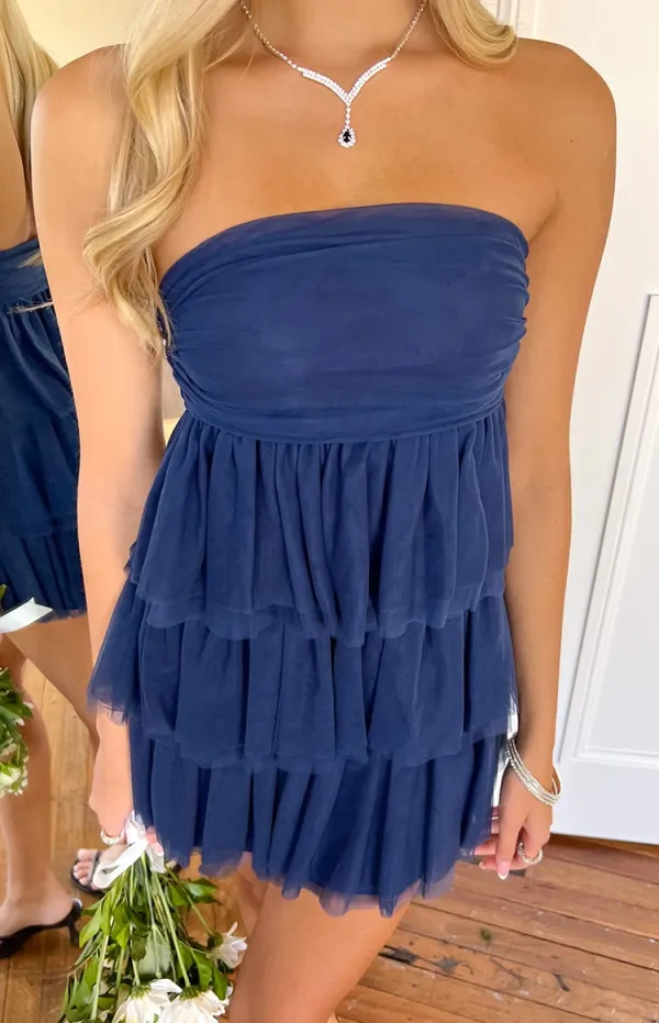 Strapless Frills Girl Party Mini Dress