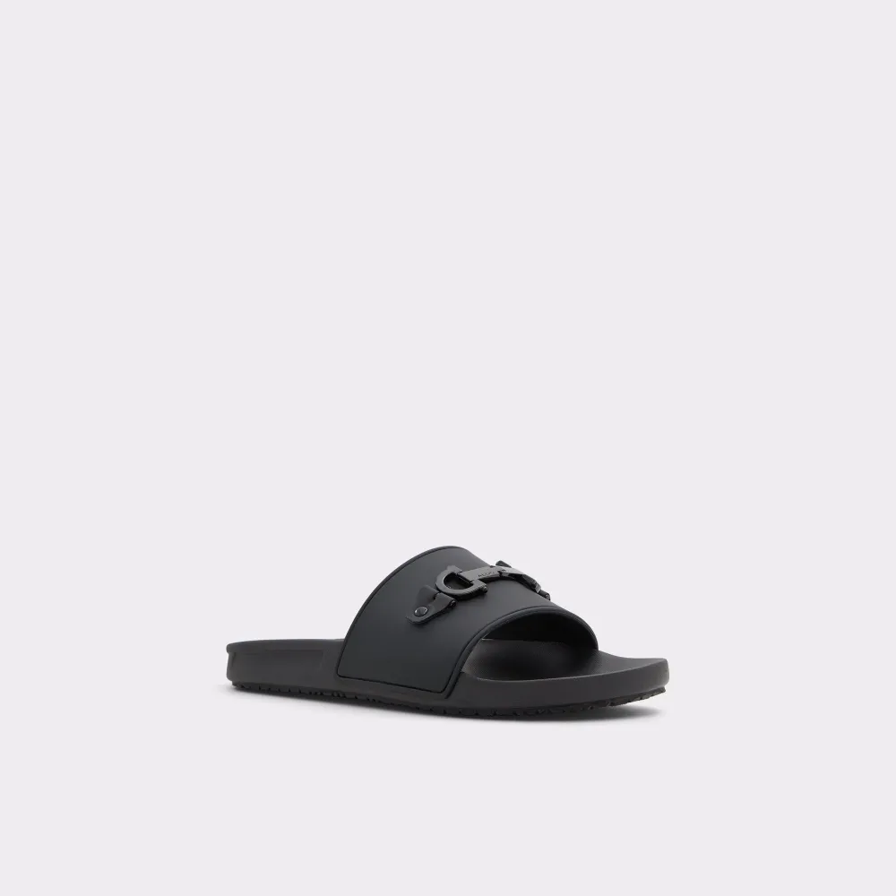 Black Horsebit Flat Slippers