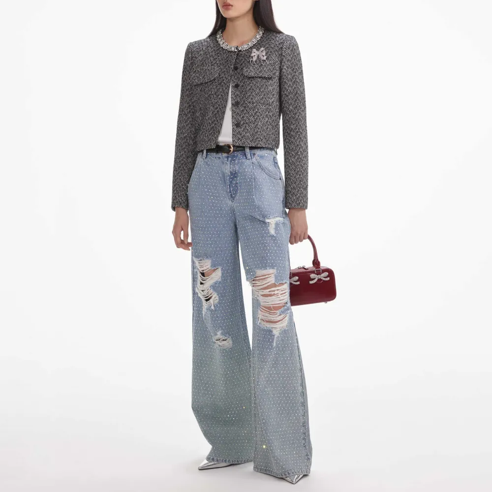 Rhinestone Ombre Distressed Jeans