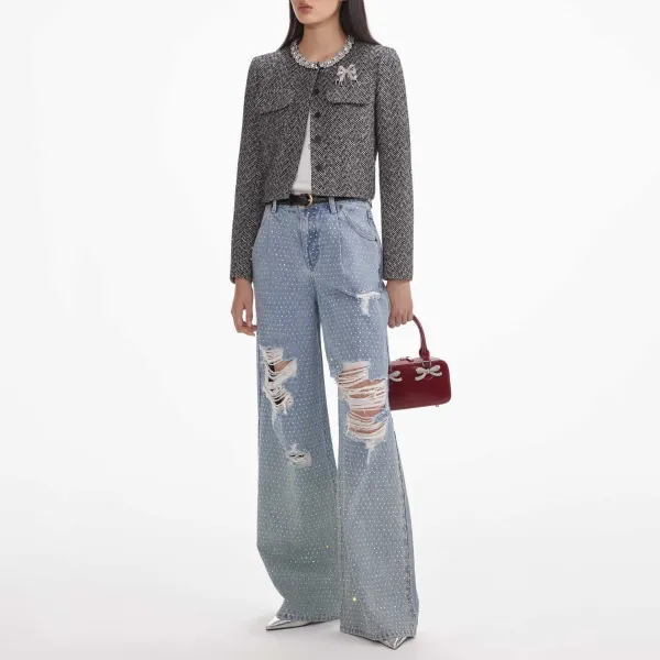 Rhinestone Ombre Distressed Jeans