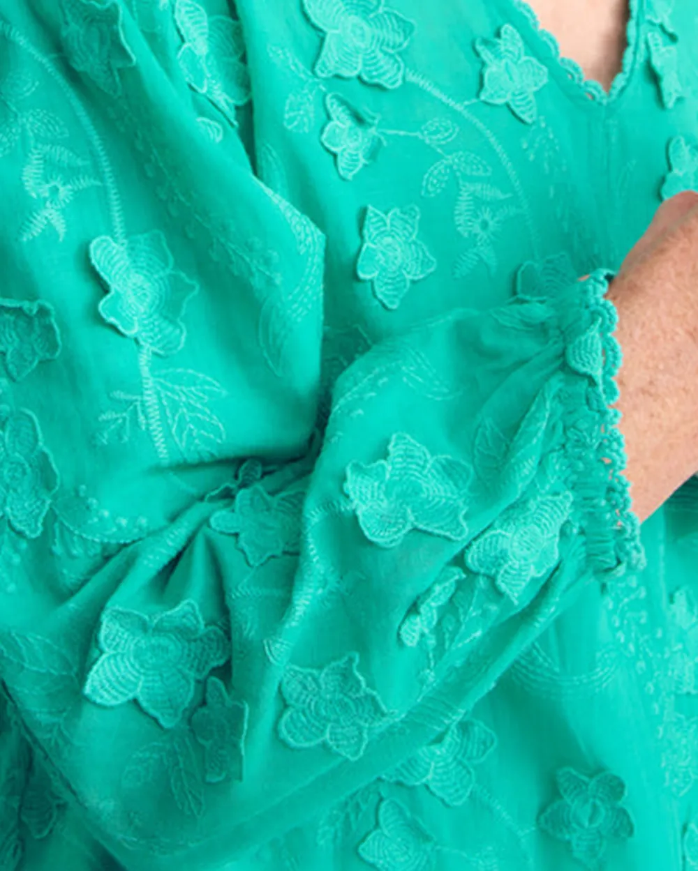 Lace Trim Embroidered Top