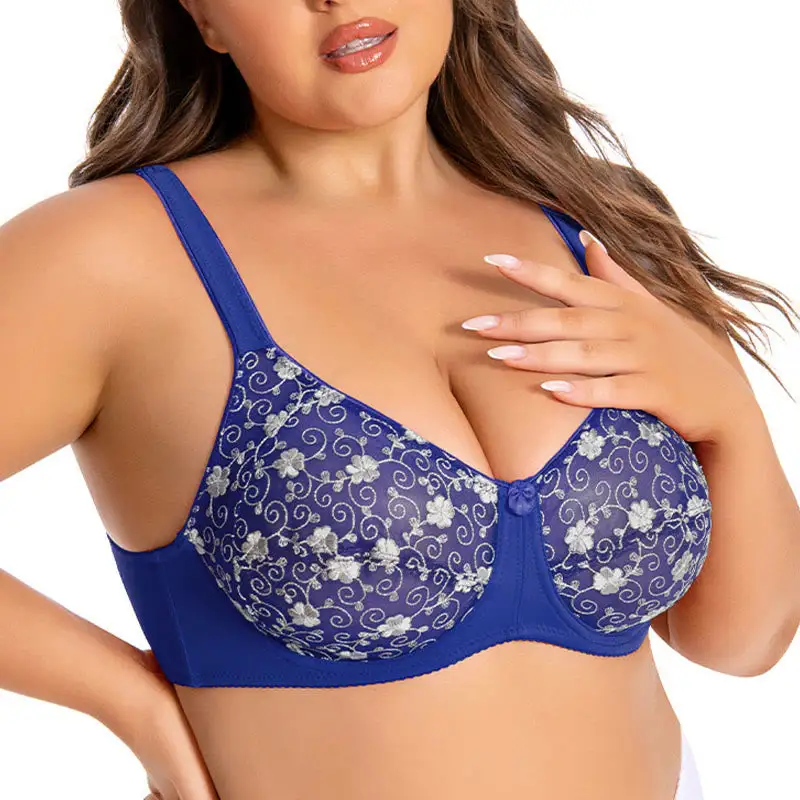 Flower Embroidery Full Coverage Bra