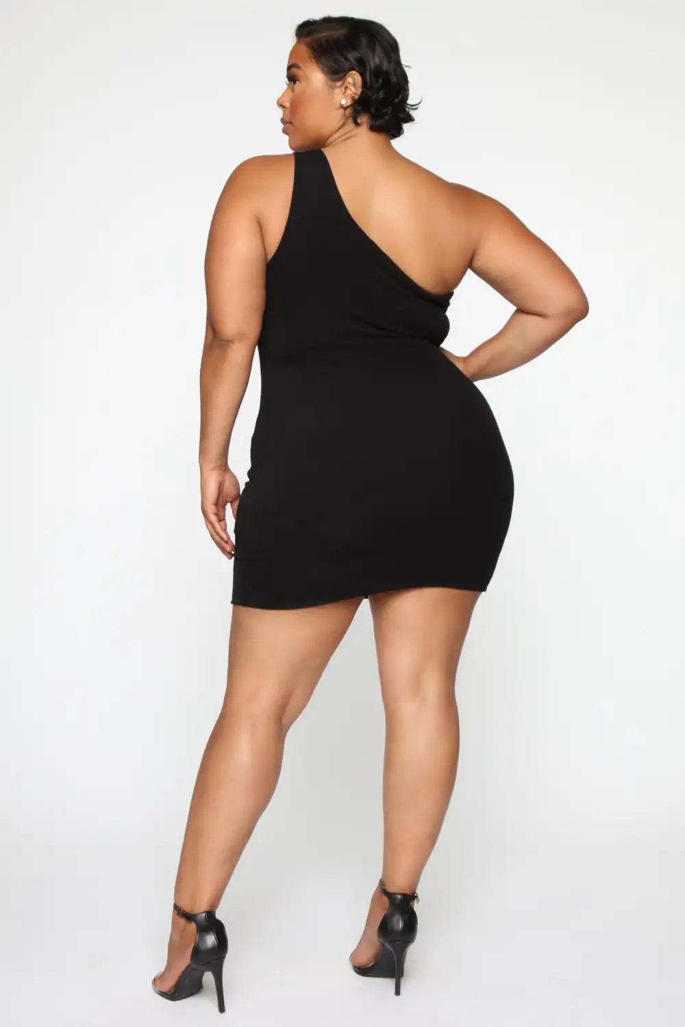 Cut Me In One Shoulder Mini Dress - Black