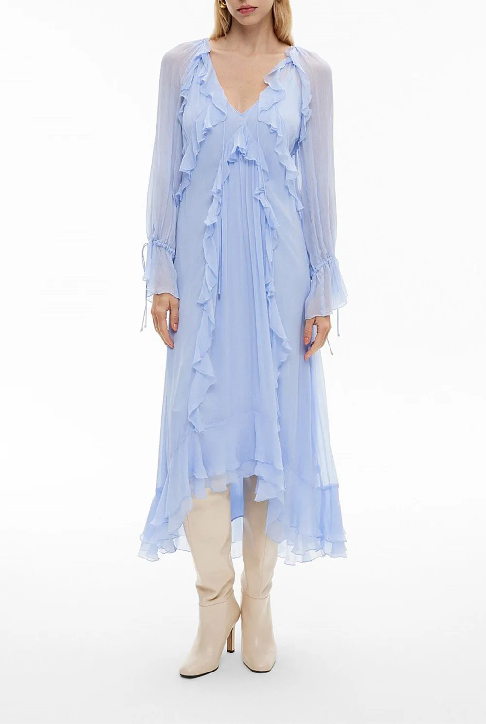 Ruffled V-Neck Dress