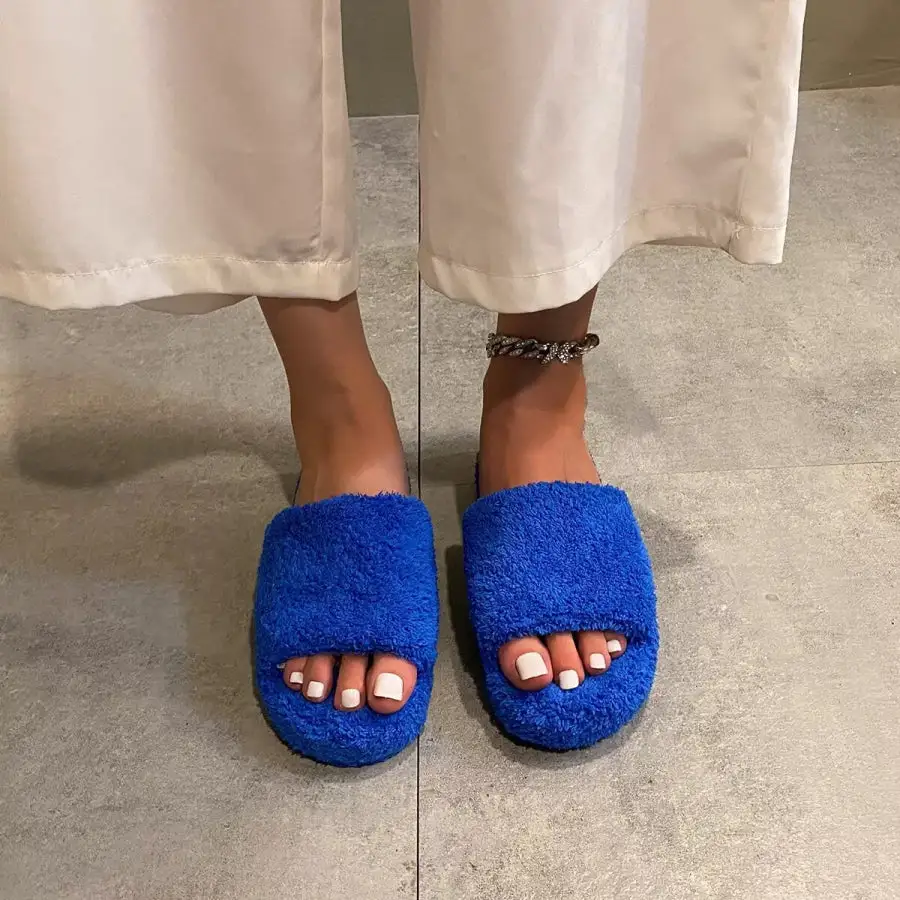 Textured Open Toe Platform Slippers