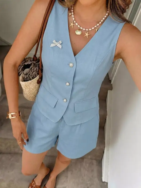 Everyday Button Front Button Jumpsuit
