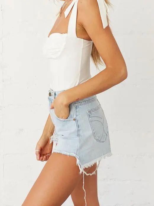 High Waist Bleach Shorts