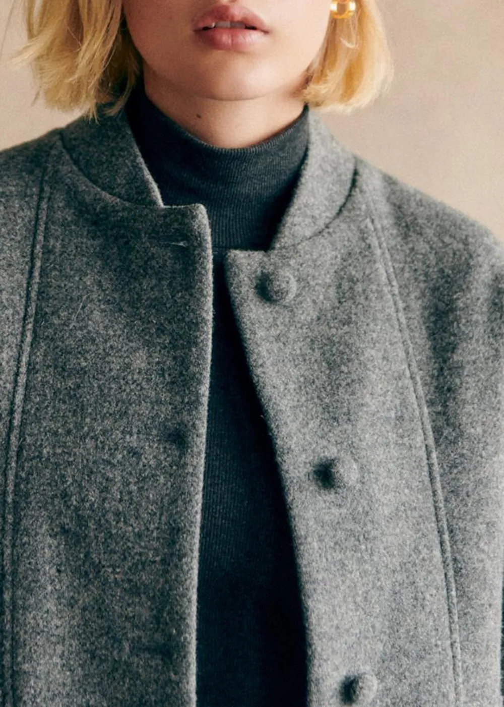 Solid Color Long Sleeve Bomber Jacket